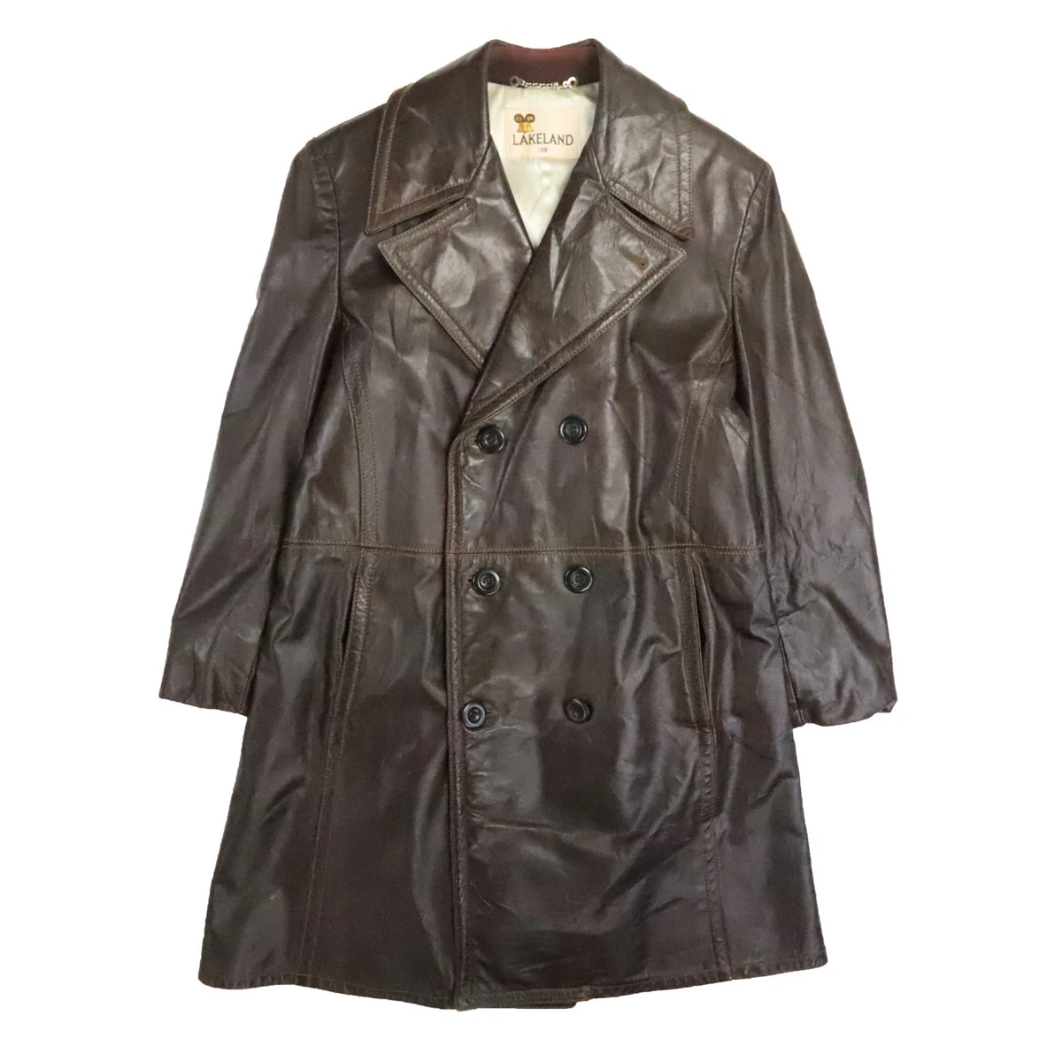 Vintage Leather Trench Coat In Men's Coats & Jackets for sale | eBay