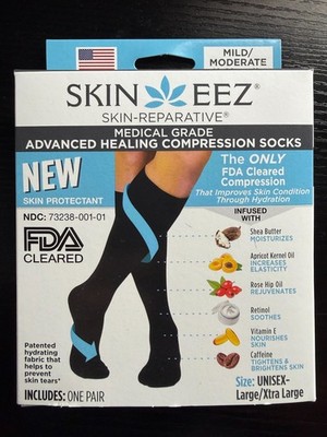 SKIN EEZ Skin Reparative Hydrating Compression Socks Black Unisex L-XL