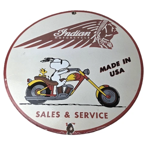 Vintage Indian Motorcycles Sign - Gas Pump Service Station Biker Porcelain Sign