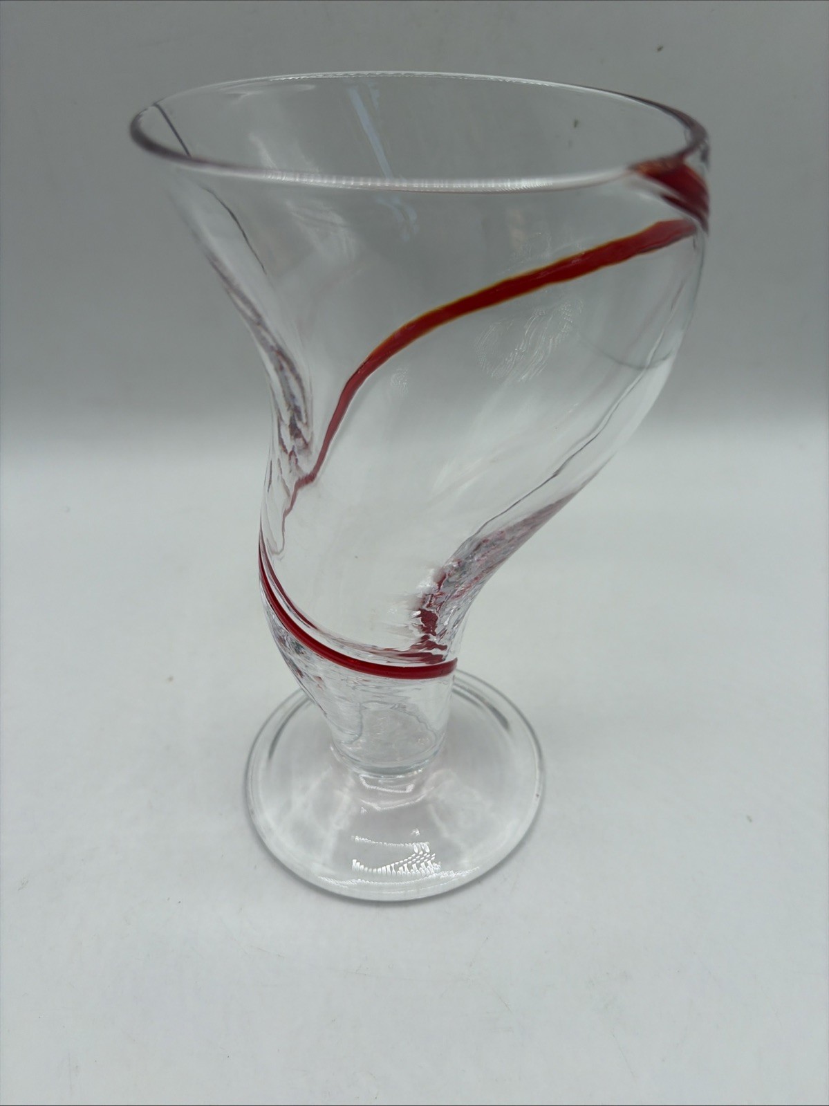 Pier 1 Red Swirline Tornado Footed Glass Tumbler Heavy Swirl Cup Replacement