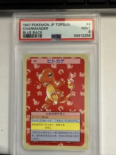Pokemon Topsun Charmander Blue Back Japanese #004 PSA 9 Mint
