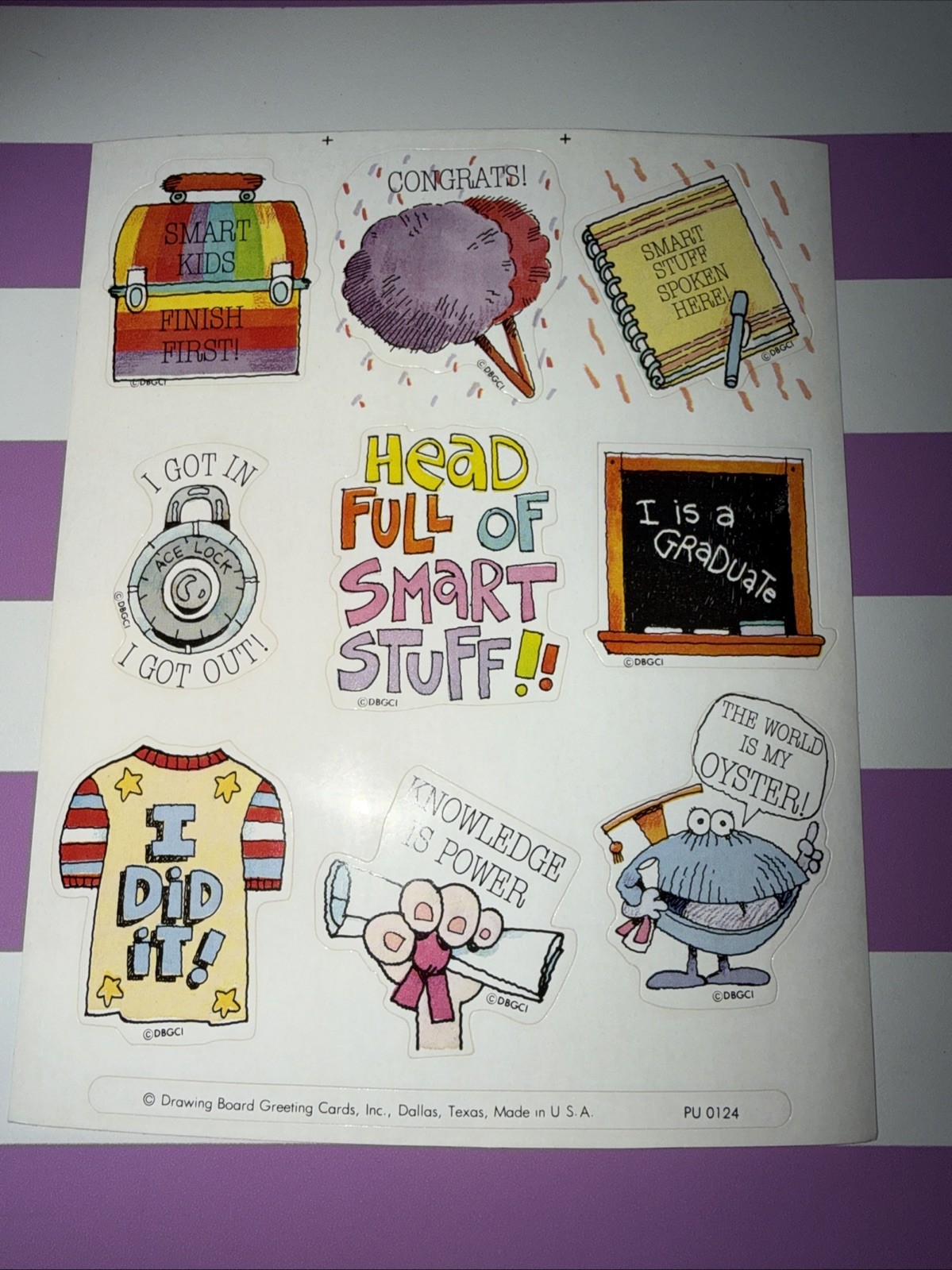Vintage Sticker Sheet Drawing Board Graduate School Knowledge Smart Kids DBGCI
