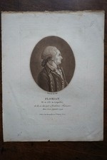 J.P. CLARIS DE FLORIAN (1755-1794). PORTRAIT ENGRAVING 18th century FRENCH AUTHOR