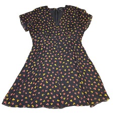 Madewell 100% silk v-neck floral dress with button front size 14