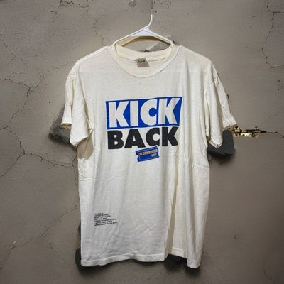 Vintage 90's Block Buster Video Kick Back Curl Up Funny T-shirt Made in USA L