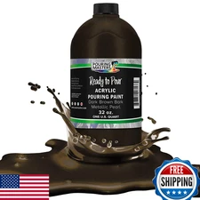 Pouring Masters Dark Brown Bark Metallic Pearl Ready Pour Acrylic Paint 32oz