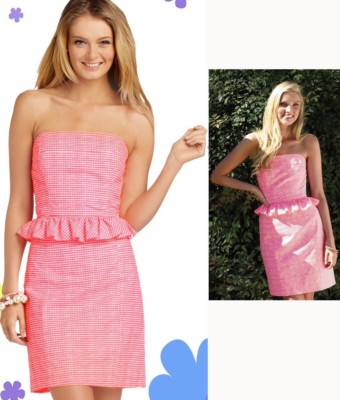 lilly pulitzer peplum dress Lilly Pulitzer Lowe Fiesta Pink Pretty Gingham Strapless Peplum Dress