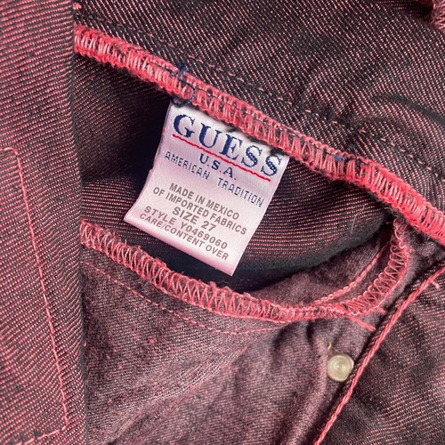 Vintage Guess USA Jeans Women 26 (Tag 27) Red Black BootCut Jewel DeadStock NWT - Picture 5 of 12