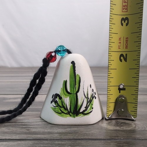 Vtg NAVAJO Kachinas Pottery Bell Christmas Ornament Signed D. Schmidt Cactus - Picture 8 of 10