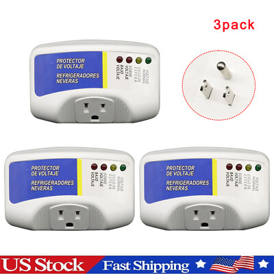 3Pcs US 120V Voltage Protector Surge Home Refrigerator Power Outlets