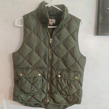 WOOLRICH Duck Down Quilted Puffer Vest Olive Green Women's Size MED