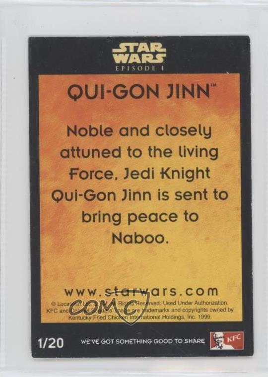 1999 KFC Star Wars Episode 1 UK Qui-Gon Jinn #1 g6p - Picture 2 of 3