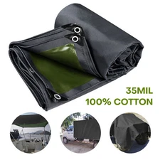 16oz Heavy Duty Canvas Tarps Waterproof Camping Tarpaulin Garden Sun Shade Tent