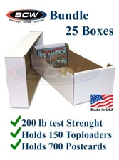 25 BCW Postcard Toploaders Cards Storage Box 6.5x4.5 14 " Long Durable BX-PCBOX