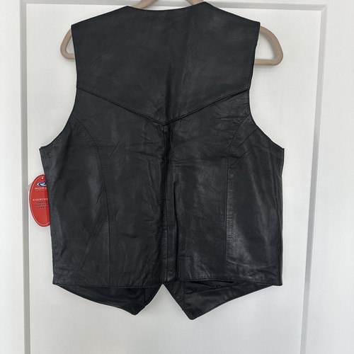 Roper brand black leather vest Medium men NEW OLD STOCK Nice! - Picture 2 of 13