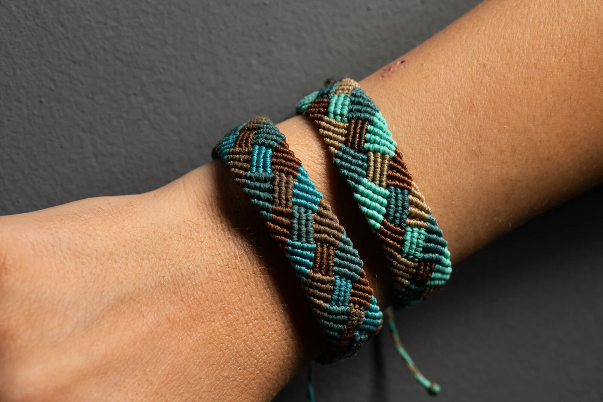 Dark blue friendship bracelet, beads on string