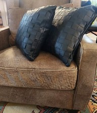Woven Leather Pillows, Black, Fine Argentine Leather