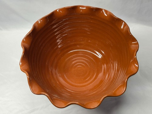 Ambiance Collections Fleur Rouge 11" Ruffled Bowl Gold & Red Rustic - NEW IN BOX - Picture 3 of 7