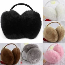 Cute Fur Ear Muffs Warmer Women Girl Plush Winter Warm Thick Fluffy Behind Head