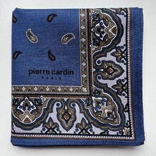 HANDKERCHIEF VINTAGE MEN'S ART BLUE PAISLEY PLAIN POCKET SQUARE COTTON 18" B0247