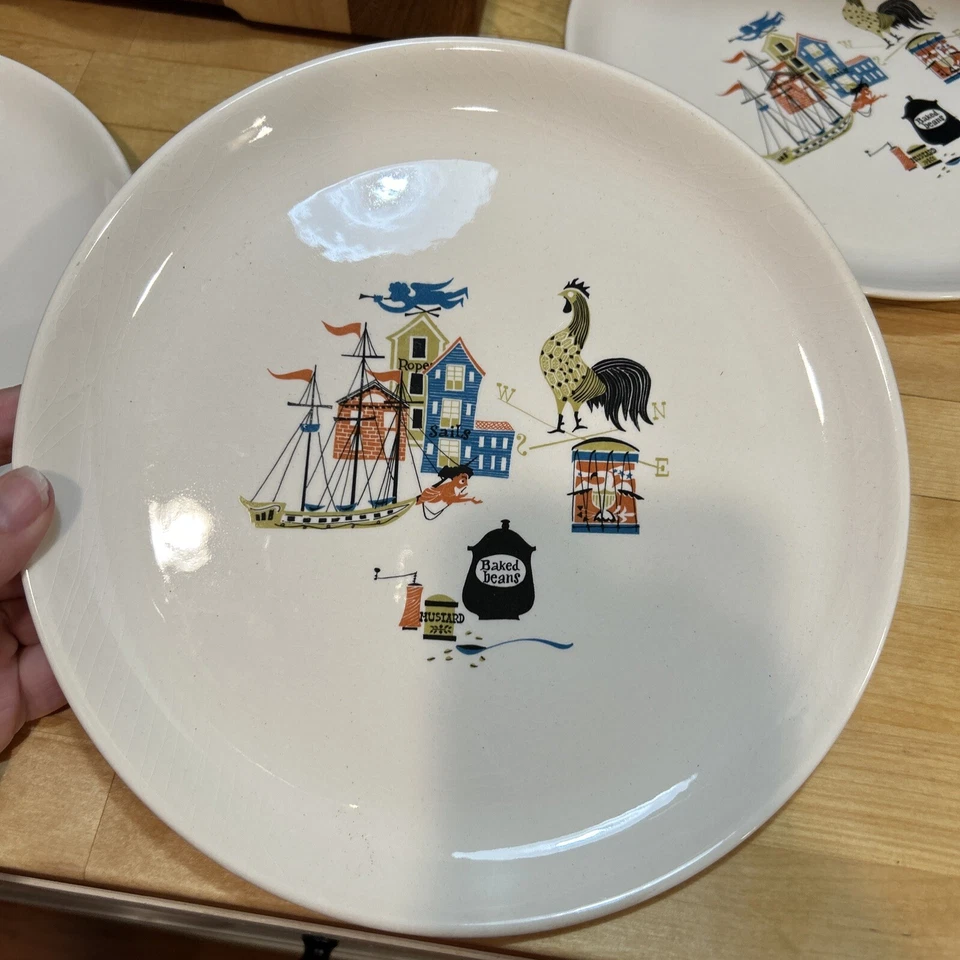 4 Salem Old Gloucester 9.25" cena almuerzo plato a prueba de horno gallo frijoles horneados Foto 3 de 4