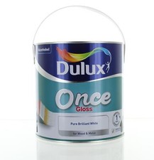Image of Dulux Once Gloss Pure Brilliant White Paint 2.5L Wood & Metal Interior Exterior