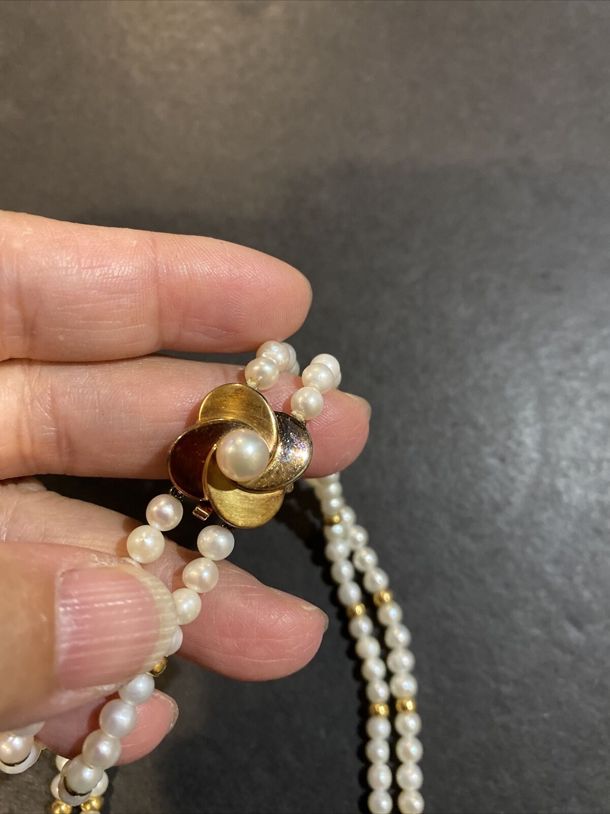 Vintage Signed JKa 18K Gold Clasp Genuine Pearls … - image 8