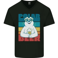 Polar Beer Funny Bear Alcohol Play on Words Mens V-Neck Cotton T-Shirt