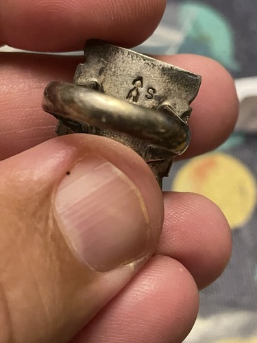 Vintage Tribal Sterling Silver And Turquoise Ring Size 9.5 Native American - Picture 3 of 4