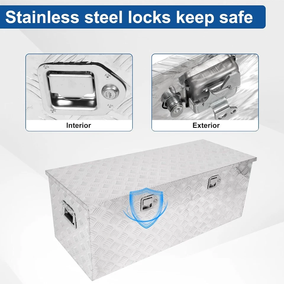 48"X19.5"X17.5" Heavy Duty 5 Bar Tread Truck Pickup Storage Toolbox + Lock Foto 4 de 4