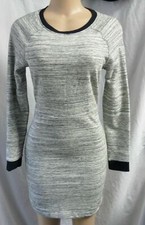 LOFT HEATHER GRAY & BLACK LONG SLEEVE SHEATH DRESS SIZE: S NWOT