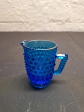 Fenton Colonial Blue Hobnail Art Glass Creamer Mini Pitcher 3"