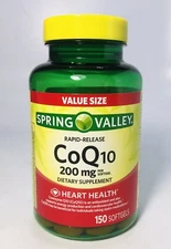 Spring Valley CoQ10 Rapid Release Softgels, 200 Mg 150 Ct Exp. 05/2028