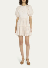 nwt ULLA JOHNSON Amelia Rib-Knit & Poplin Mini Dress 12US  $390