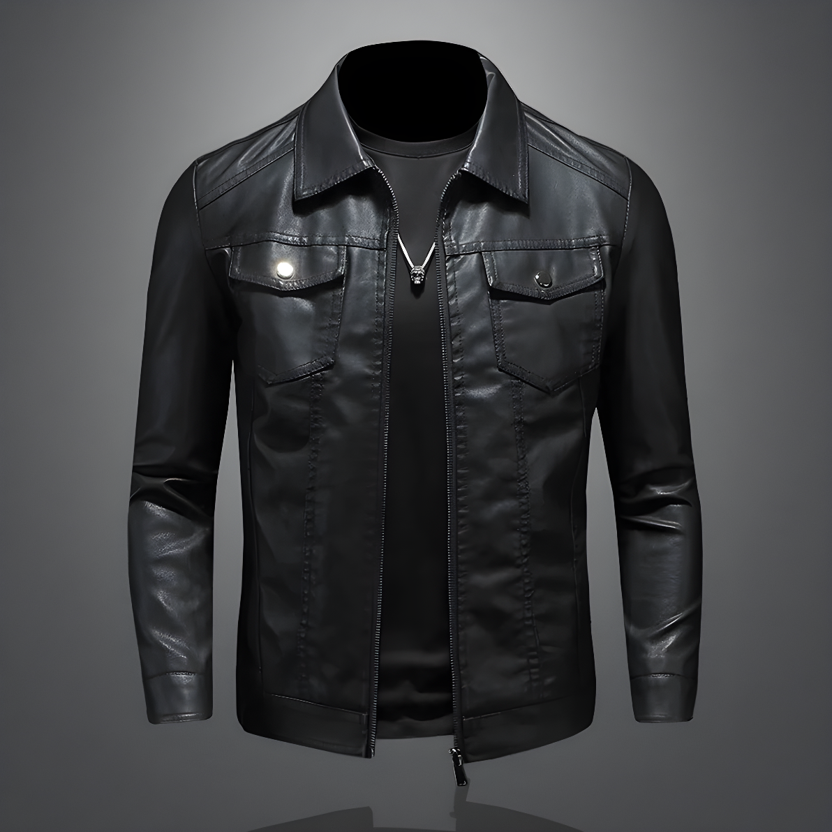 Men's PU Leather Jacket | Slim Fit Biker Coat | Thickened Waterproof Workwear