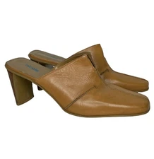 Nicole Silhouette Mule Women 10M Brakes Camel Genuine Leather Slide On Y2K