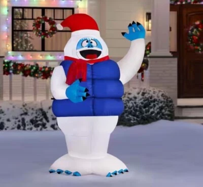 GEMMY 6.5’ Bumble Blue Vest Santa Hat Rudolph Red Nose Reindeer Christmas Inflatable