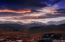 Landscape nature valley mountains clouds sunset snowy Custom Gaming Mat Desk