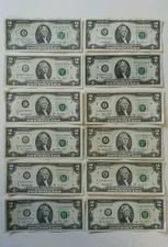 12 note $2 Two Dollar Bills "A-L" ALL 12 Districts Comple set GOOD condition W01
