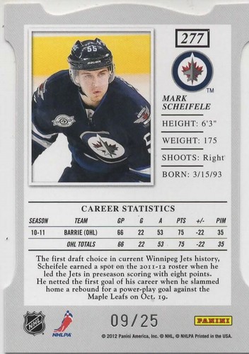 2011-12 Panini Elite Mark Scheifele Rookie /25 RC Red SP Super Rare! Jets #277 - Picture 2 of 2