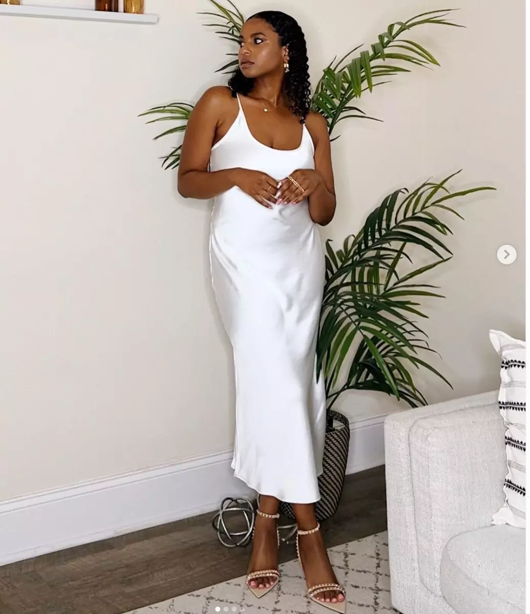 Zara white satin slip clearance dress