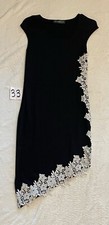 Drimmaks Women's Elegant Lace Hem Asymmetric Neck Sleeveless Cocktail Dress
