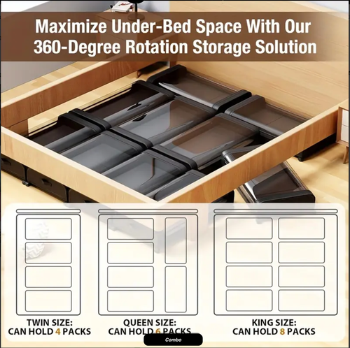 Large Organizer Under Bed Storage Container with Wheels Clothes Drawer Roling UK - Picture 15 of 26