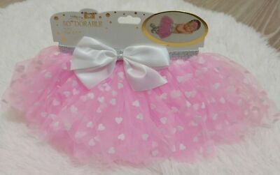 So Dorable Tutu Tulle Skirt Photo Prop Ballet Dance Light Pink Hearts 0-3m