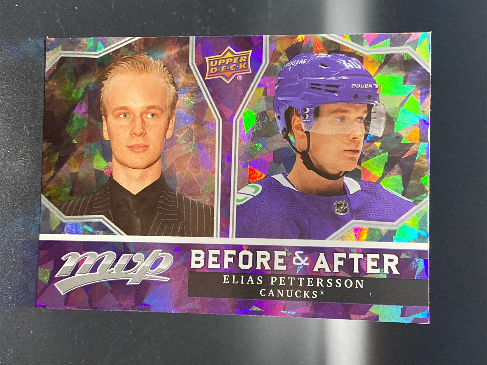 2021-22 Upper Deck MVP Hockey Before & After Elias Pettersson Card# BA-12