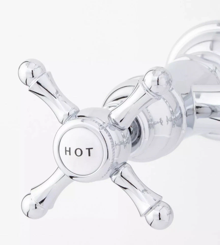 Signature Hardware Delilah Wall-Mount Faucet - Cross Handles - Chrome - Image 3 of 3