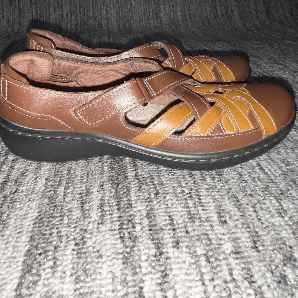 Sandali donna Clarks taglia 6 5 Cora Dream mocassini comodi con cinturino marrone