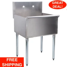 24"x21"x14" Freestanding Utility Stainless Steel 16-Gauge Commercial Sink Bowl