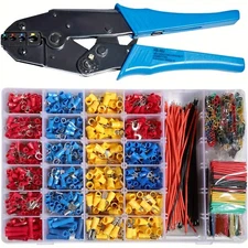 Insulated Connectors Set Cable Lugs 1358 pcs + crimping tool