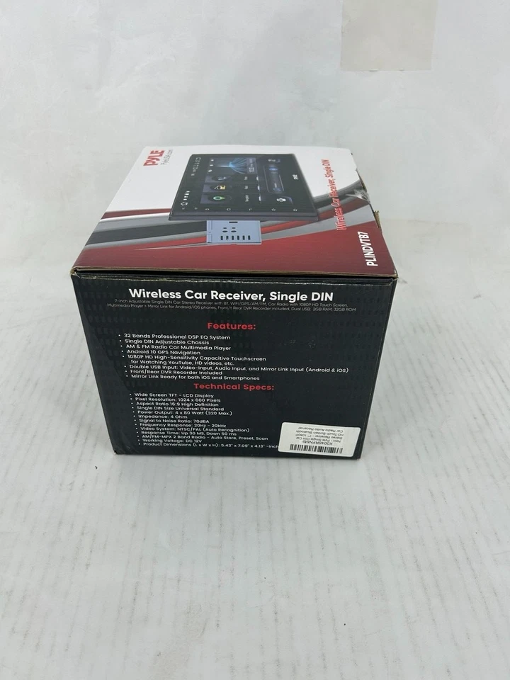 Pyle Single DIN Car Stereo Receiver 7" 1080p HD Touch Screen Bluetooth Car - Image 2 of 4